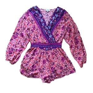 Umgee Floral Romper Pink Purple Summer Flower Boho Festival Beach Sz Small